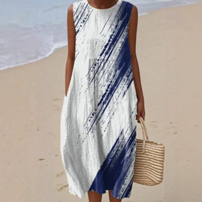 Robe en lin sans manches pour femme