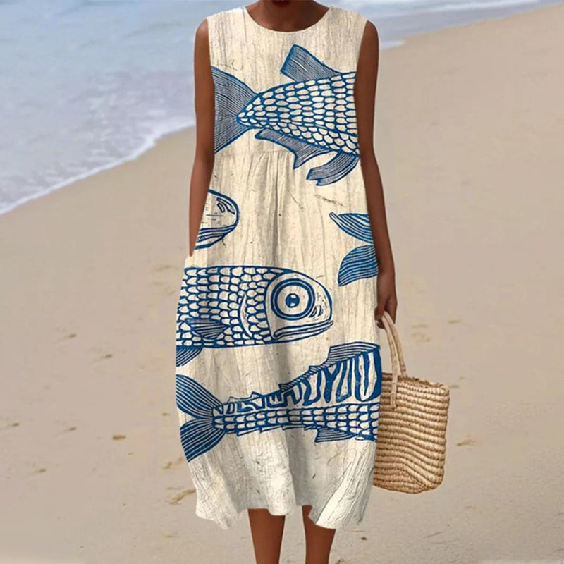 Robe en lin sans manches pour femme