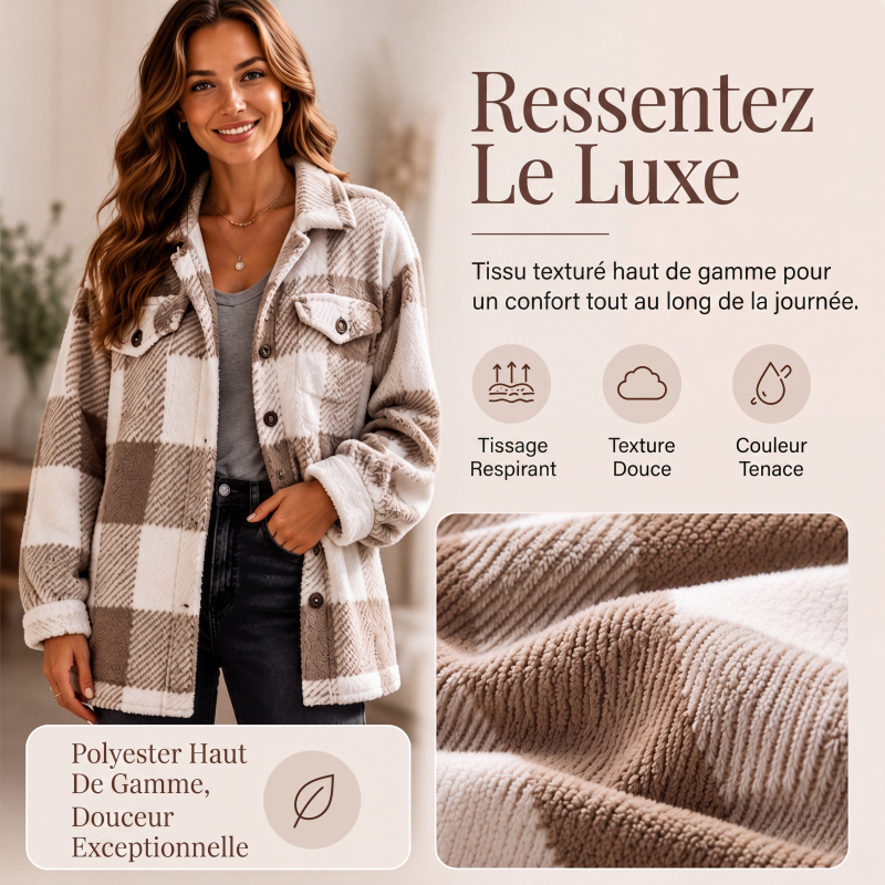 Veste femme à carreaux boutonnée confortable