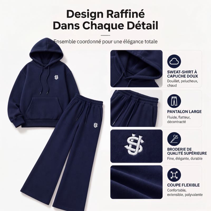 Ensemble sweat à capuche et pantalon large pour femme