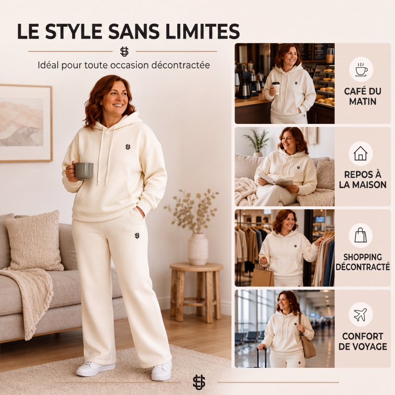 Ensemble sweat à capuche et pantalon large pour femme