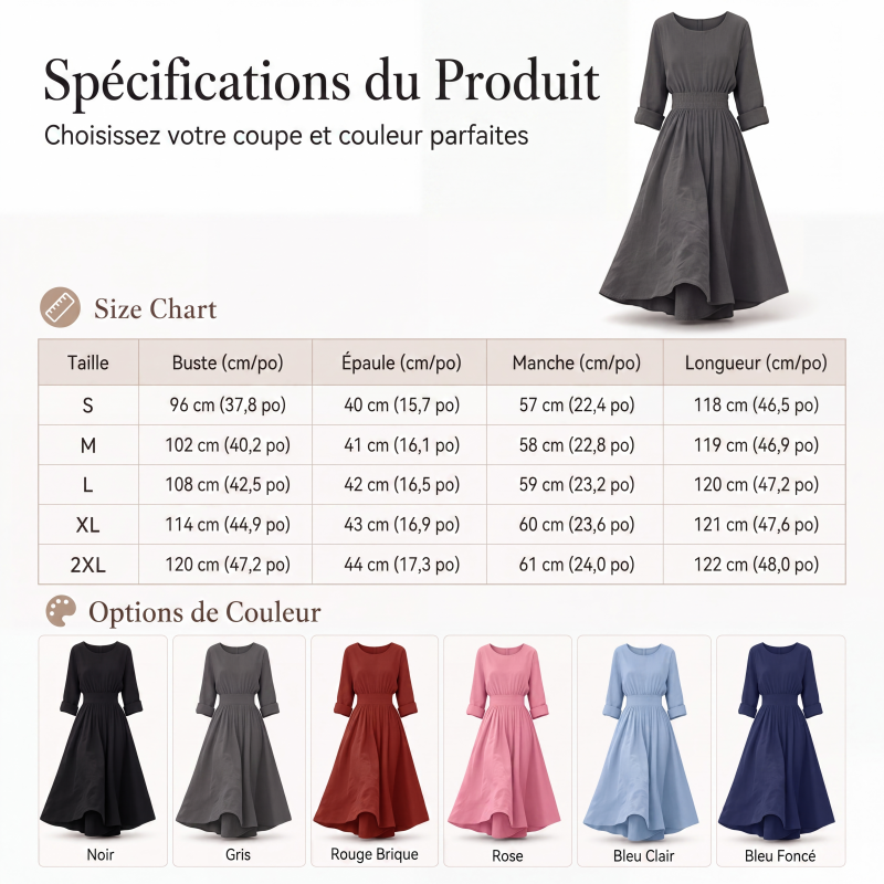 Robe décontractée à taille cintrée pour femme
