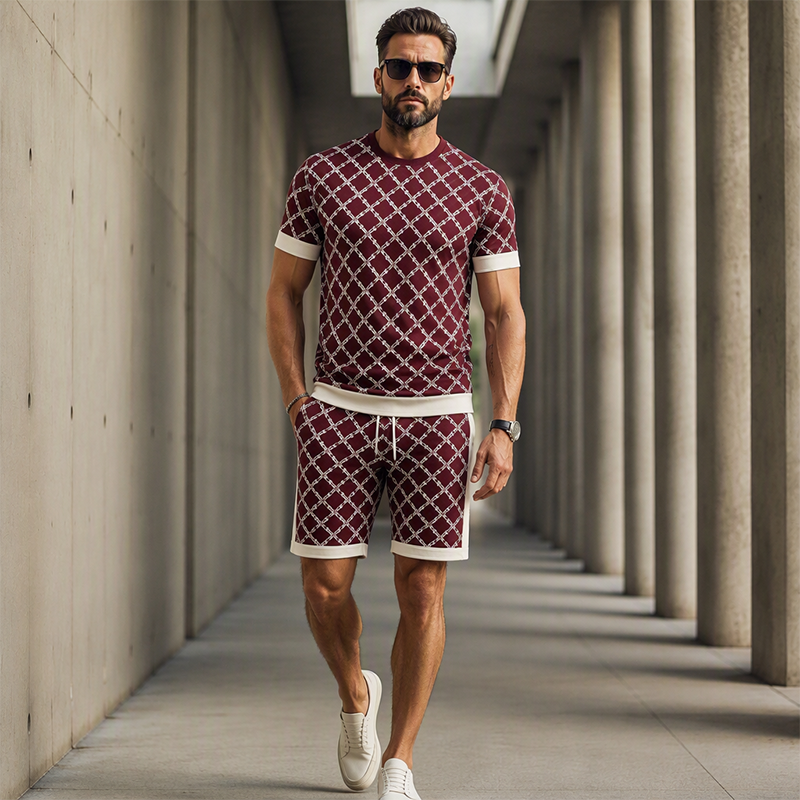 ⌛Offre à durée limitée🛍️ 👖 Ensemble 2 pièces pour homme : haut décontracté et short