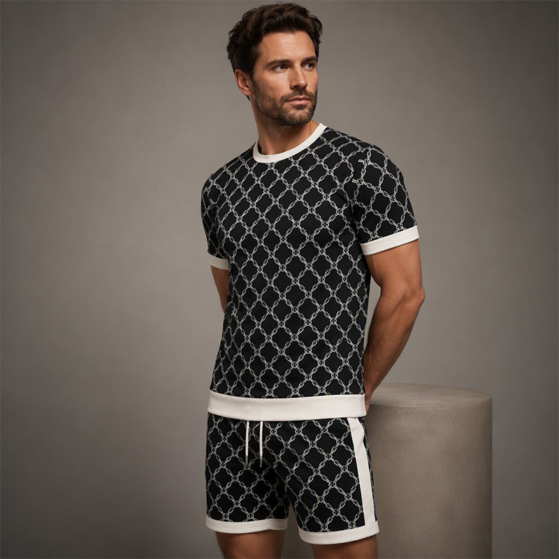 ⌛Offre à durée limitée🛍️ 👖 Ensemble 2 pièces pour homme : haut décontracté et short