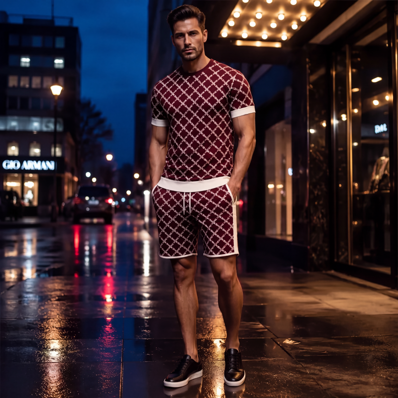 ⌛Offre à durée limitée🛍️ 👖 Ensemble 2 pièces pour homme : haut décontracté et short