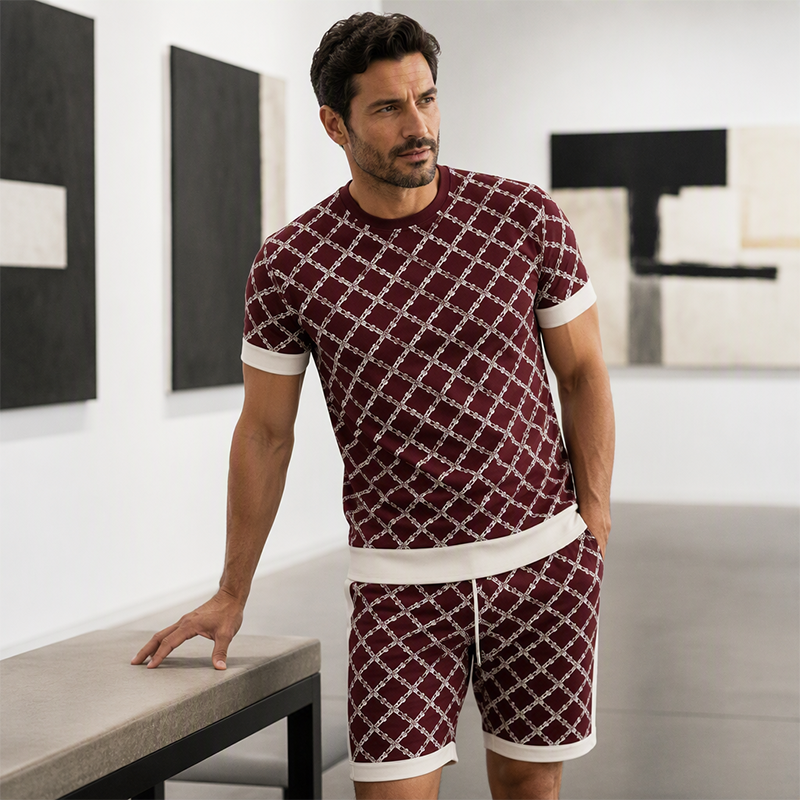 ⌛Offre à durée limitée🛍️ 👖 Ensemble 2 pièces pour homme : haut décontracté et short