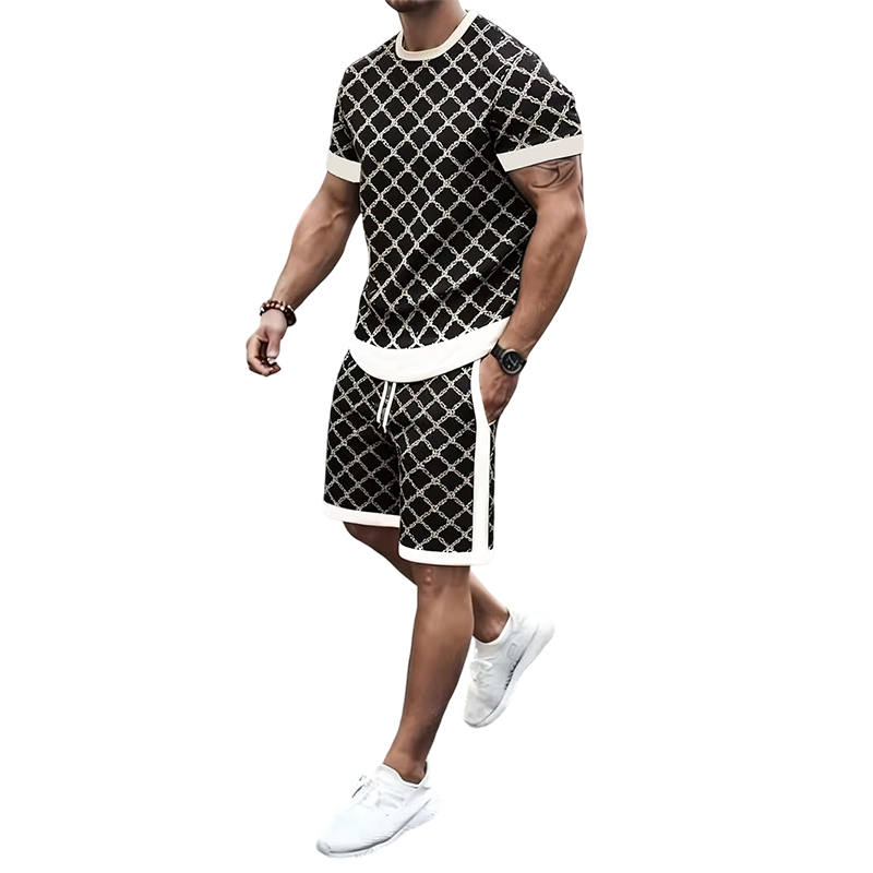 ⌛Offre à durée limitée🛍️ 👖 Ensemble 2 pièces pour homme : haut décontracté et short