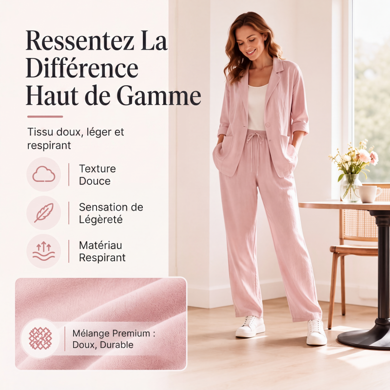 Ensemble 2 pièces blazer et pantalon décontracté pour femme