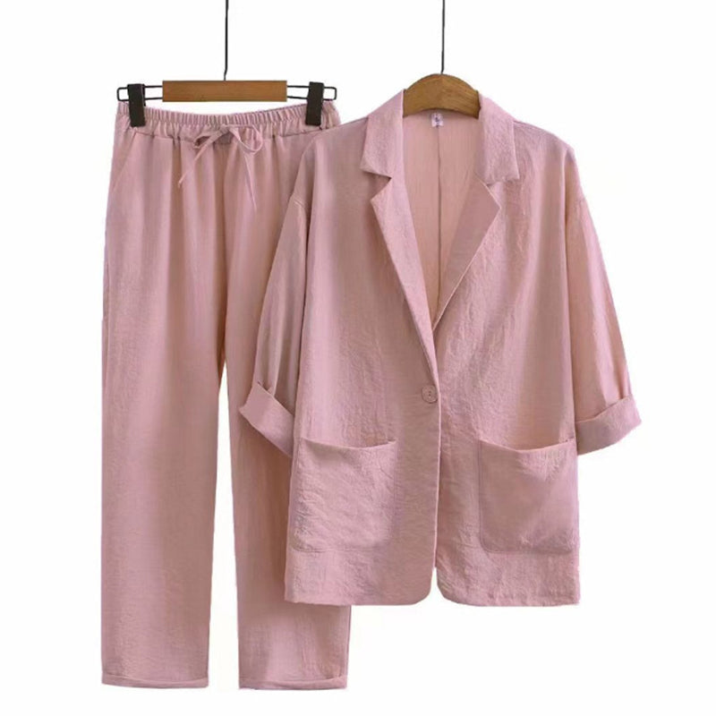 Ensemble 2 pièces blazer et pantalon décontracté pour femme