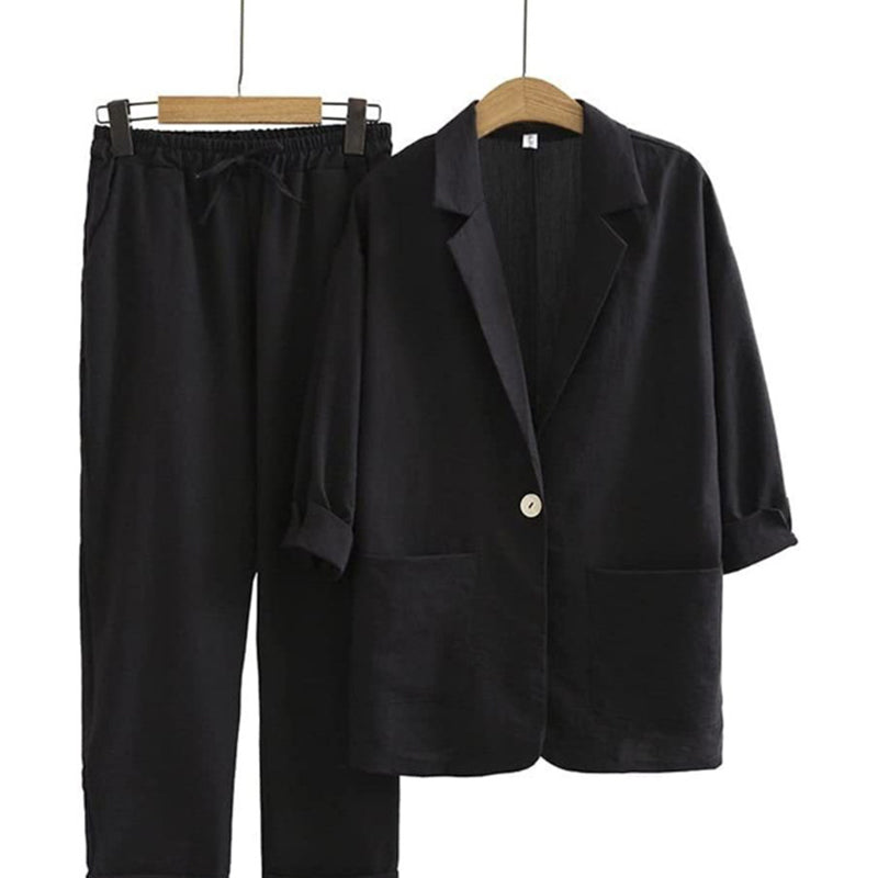 Ensemble 2 pièces blazer et pantalon décontracté pour femme