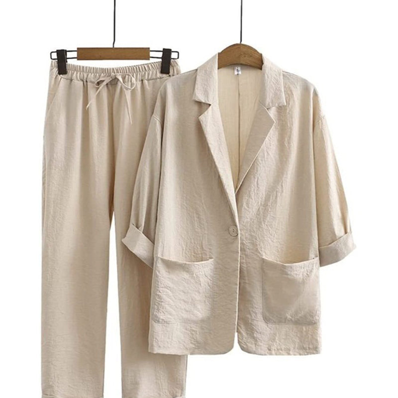 Ensemble 2 pièces blazer et pantalon décontracté pour femme