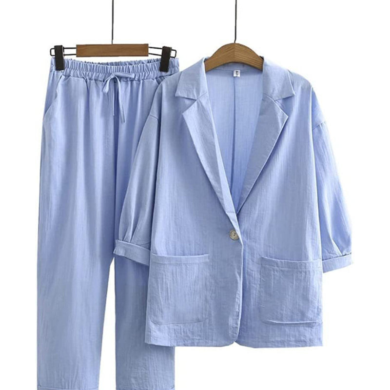 Ensemble 2 pièces blazer et pantalon décontracté pour femme