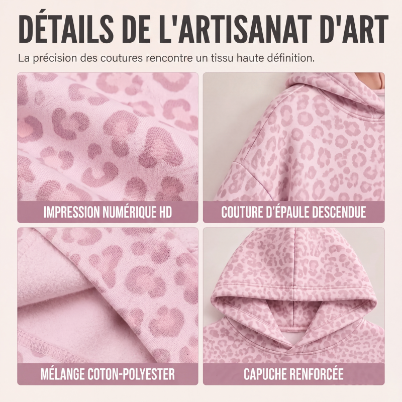 🌸 OFFRE LIMITÉE –50% ! ✨ Sweat à capuche léopard pour femme
