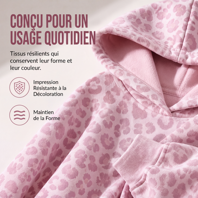 🌸 OFFRE LIMITÉE –50% ! ✨ Sweat à capuche léopard pour femme