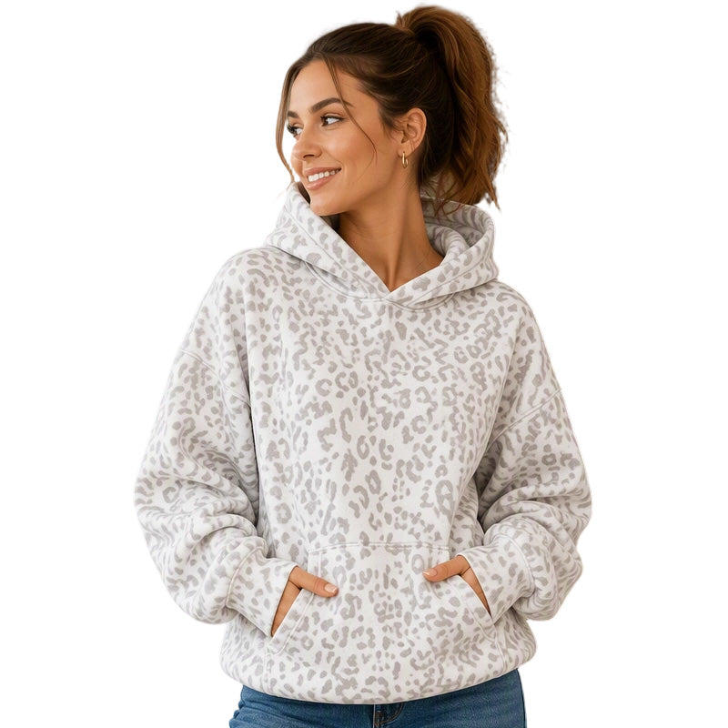 🌸 OFFRE LIMITÉE –50% ! ✨ Sweat à capuche léopard pour femme