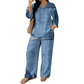 Ensemble femme composé d'un haut à manches longues et d'un pantalon à jambes larges