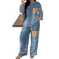 Ensemble femme composé d'un haut à manches longues et d'un pantalon à jambes larges