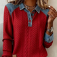 Chemise à manches longues en jean patchwork pour femme avec col