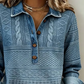 Chemise à manches longues en jean patchwork pour femme avec col