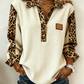 Chemise à manches longues en jean patchwork pour femme avec col