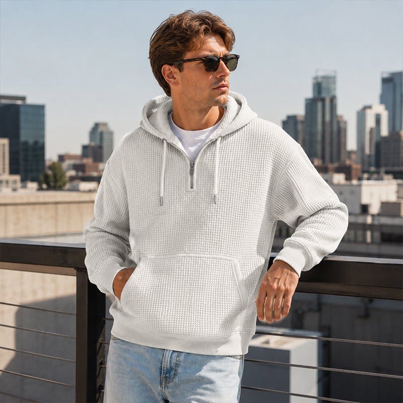 📢📢50 % DE RÉDUCTION !! ⏰ Sweat à capuche en maille à demi-zip pour homme