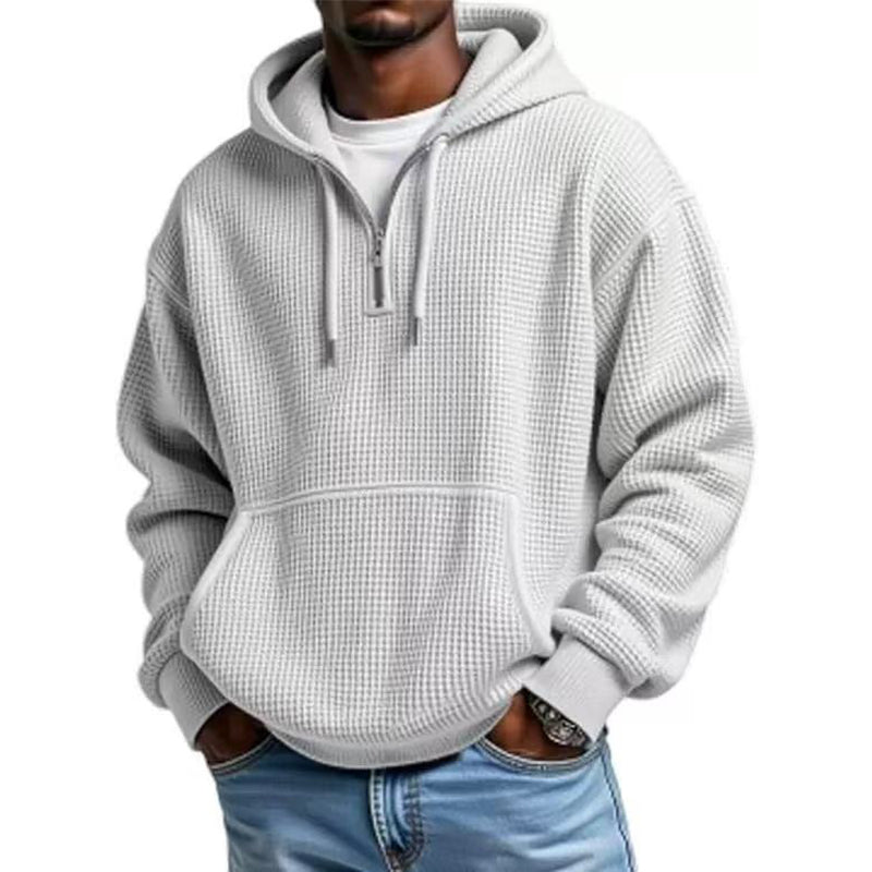 📢📢50 % DE RÉDUCTION !! ⏰ Sweat à capuche en maille à demi-zip pour homme