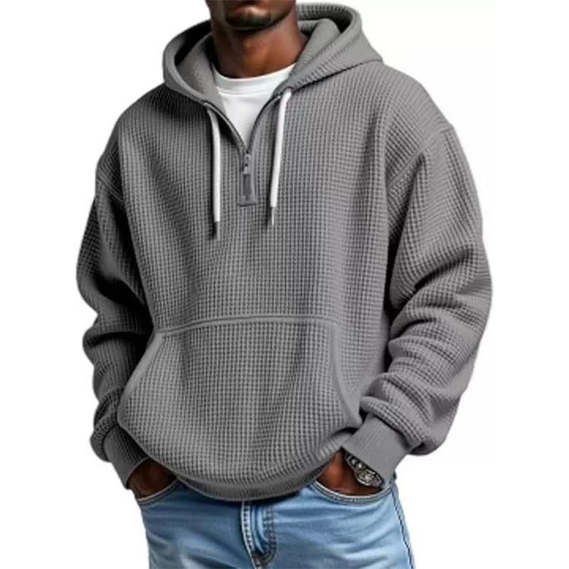 📢📢50 % DE RÉDUCTION !! ⏰ Sweat à capuche en maille à demi-zip pour homme