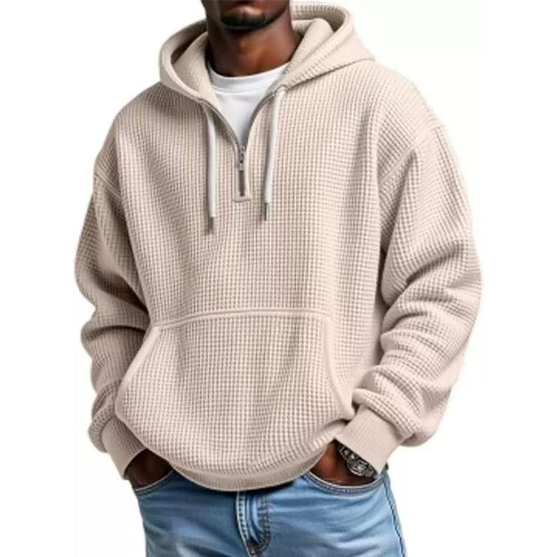 📢📢50 % DE RÉDUCTION !! ⏰ Sweat à capuche en maille à demi-zip pour homme