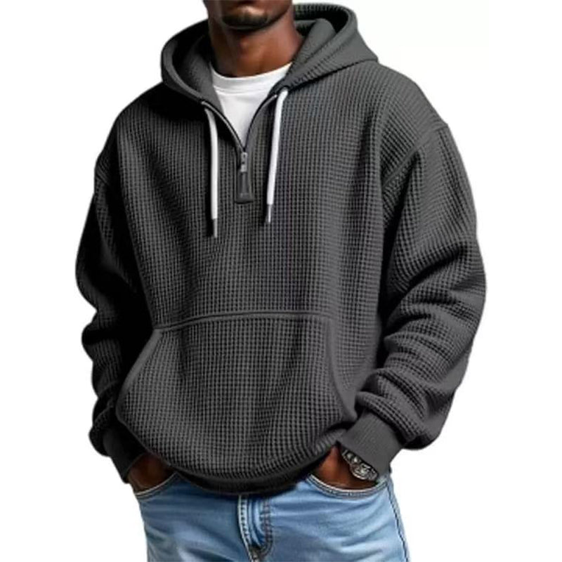 📢📢50 % DE RÉDUCTION !! ⏰ Sweat à capuche en maille à demi-zip pour homme
