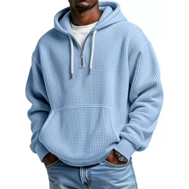 📢📢50 % DE RÉDUCTION !! ⏰ Sweat à capuche en maille à demi-zip pour homme
