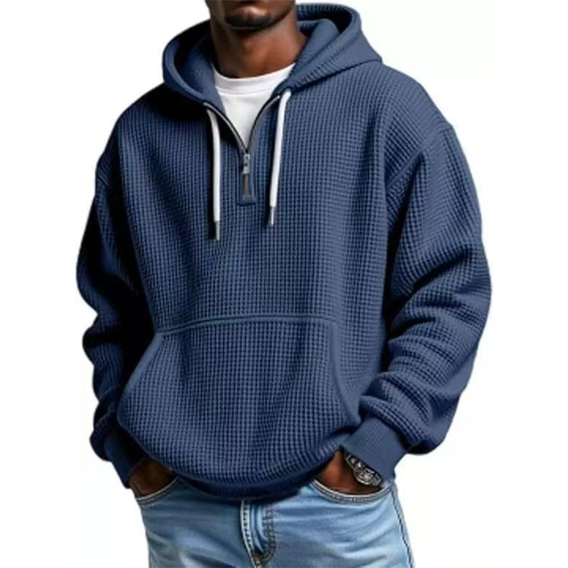 📢📢50 % DE RÉDUCTION !! ⏰ Sweat à capuche en maille à demi-zip pour homme