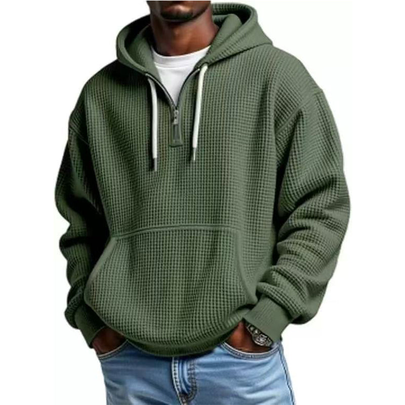 📢📢50 % DE RÉDUCTION !! ⏰ Sweat à capuche en maille à demi-zip pour homme