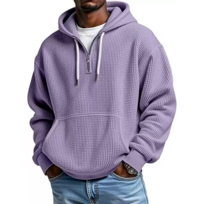 📢📢50 % DE RÉDUCTION !! ⏰ Sweat à capuche en maille à demi-zip pour homme