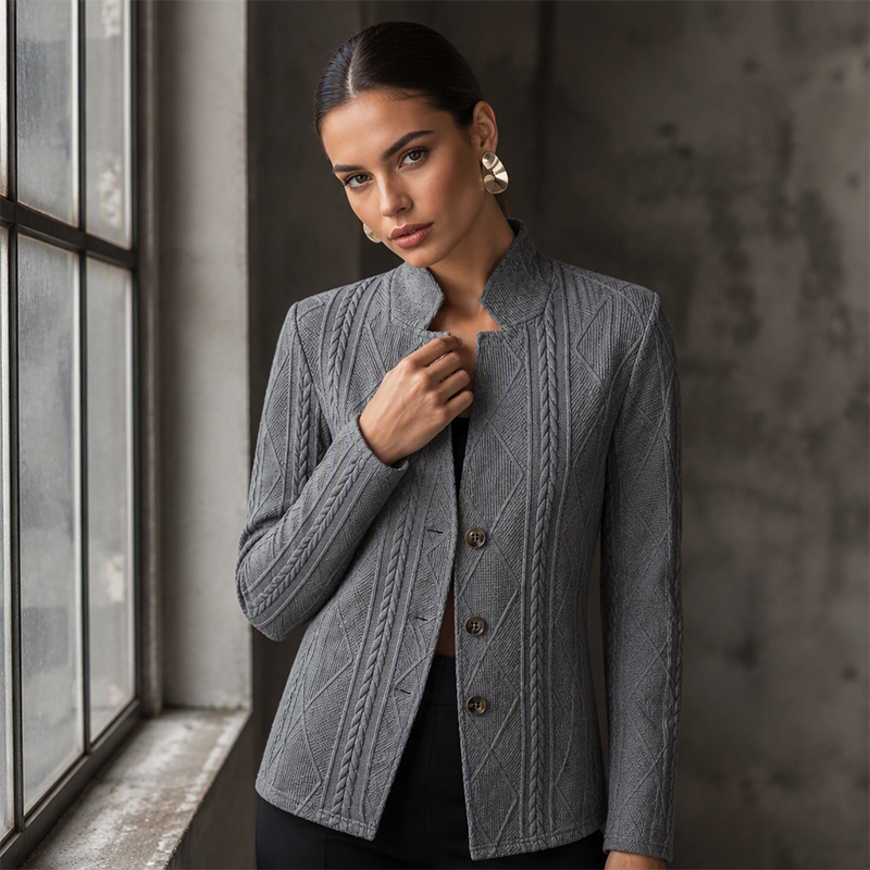 ✨ OFFRE PRIVILÈGE · -50 % | Blazer Femme Texturé à Col Montant