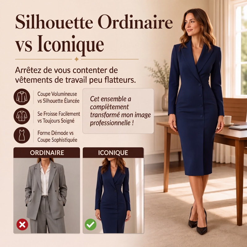 Robe blazer élégante asymétrique à boutonnage simple pour femme