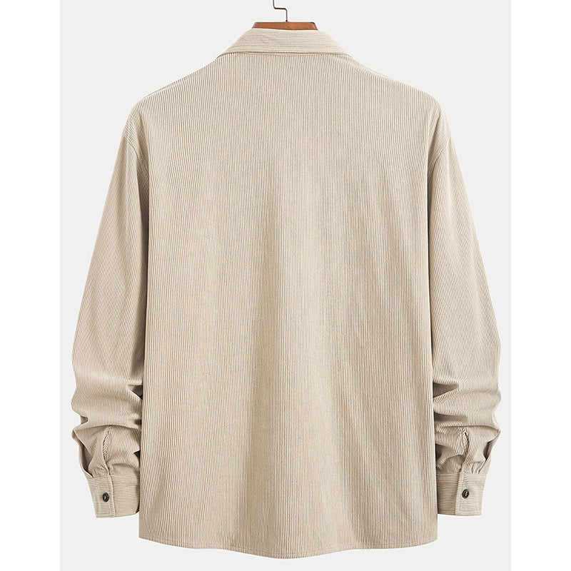 Chemise décontractée à manches longues et col boutonné pour homme