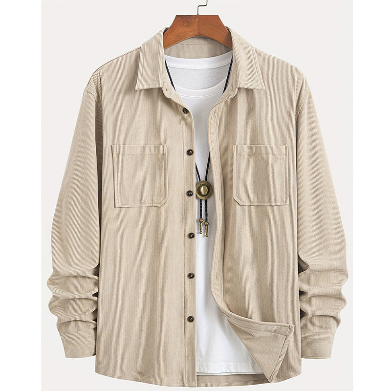 Chemise décontractée à manches longues et col boutonné pour homme