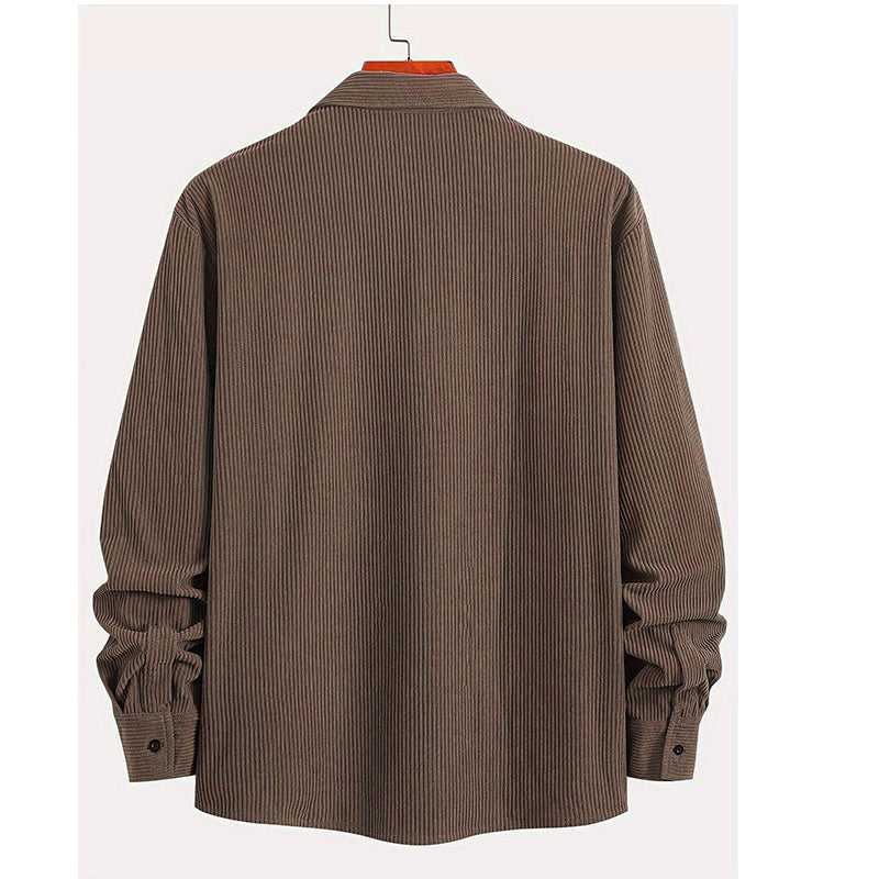 Chemise décontractée à manches longues et col boutonné pour homme