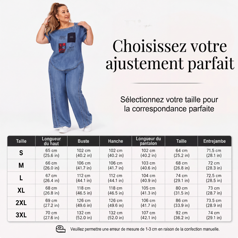 Ensemble haut épaules dénudées et pantalon large pour femme