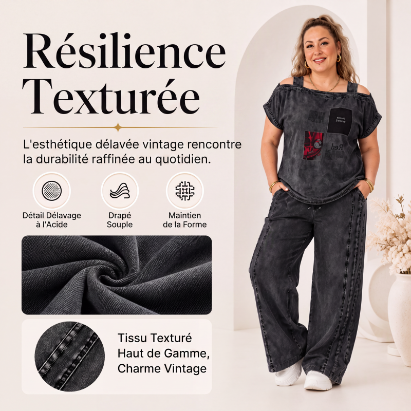 Ensemble haut épaules dénudées et pantalon large pour femme