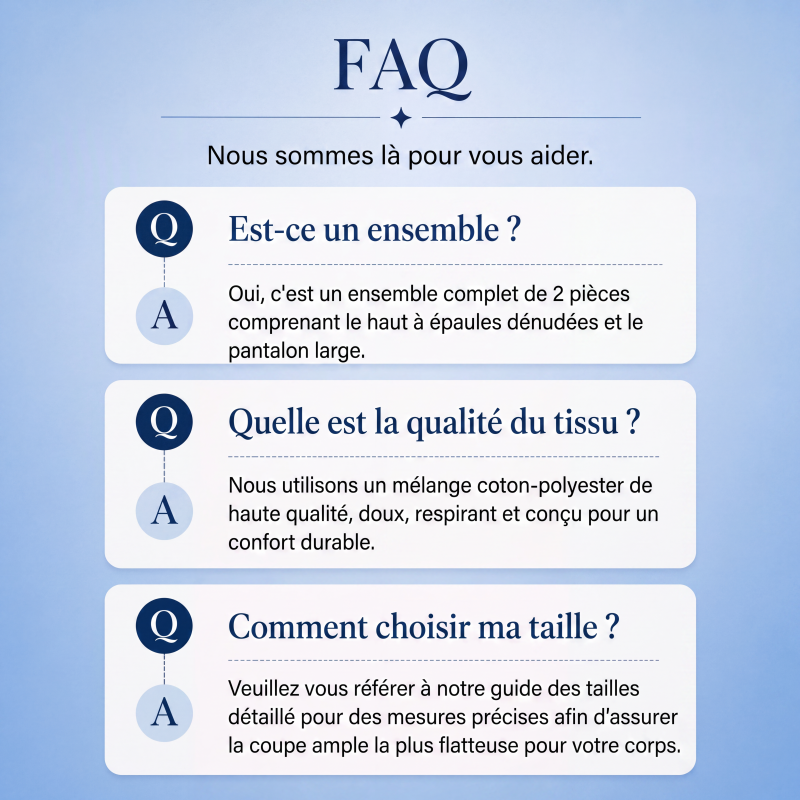 Ensemble haut épaules dénudées et pantalon large pour femme