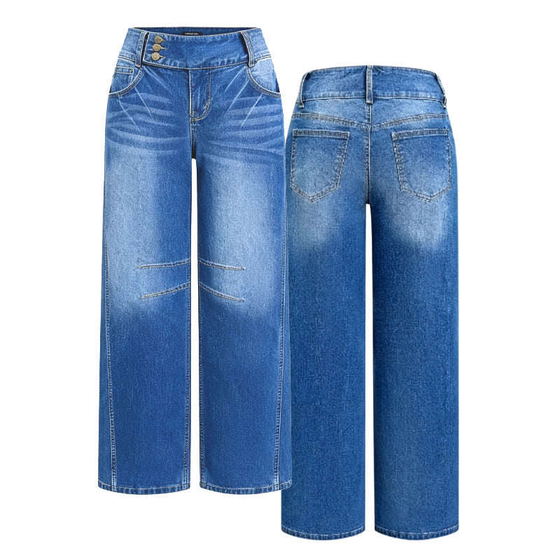 Jeans extensibles à jambes larges pour femme