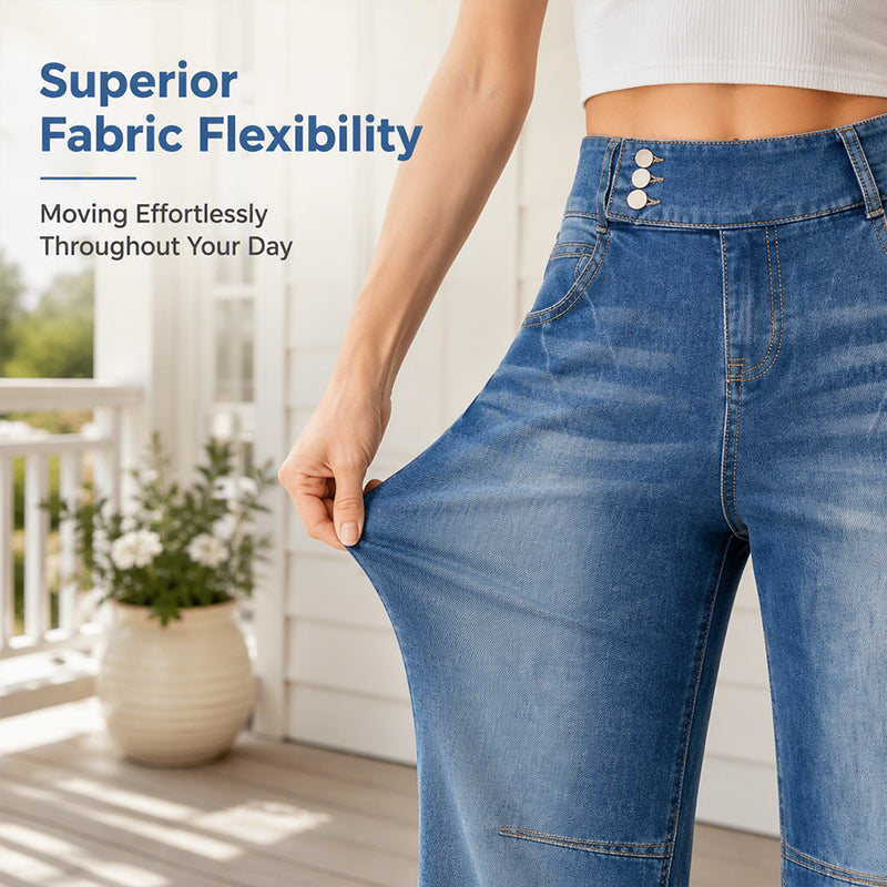 Jeans extensibles à jambes larges pour femme