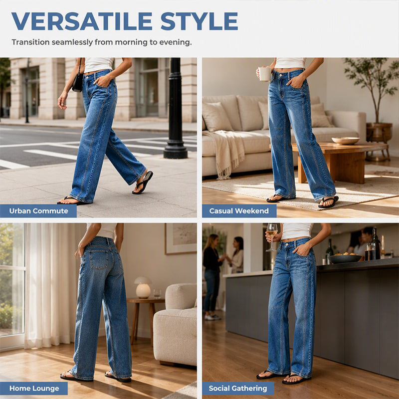 Jeans extensibles à jambes larges pour femme