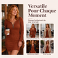 Robe en maille côtelée avec fermeture éclair sur le devant pour femme