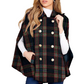 Manteau-cape à carreaux vintage pour femme
