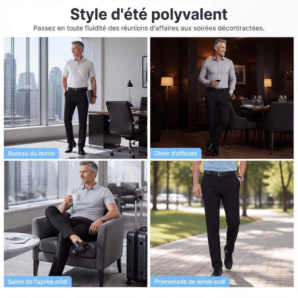 Pantalons décontractés en soie glacée pour homme