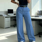 Pantalon décontracté à taille haute et coupe droite pour femme