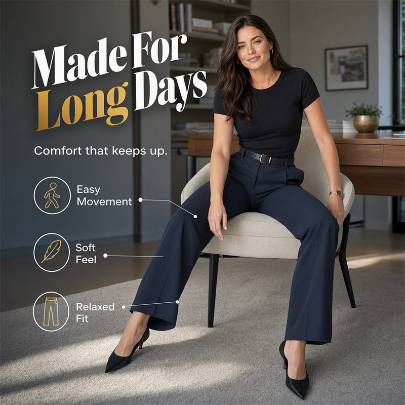 Pantalon décontracté à taille haute et coupe droite pour femme
