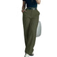 Pantalon décontracté à taille haute et coupe droite pour femme
